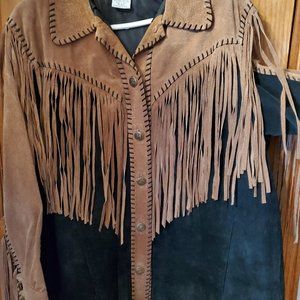 Bob Mackie suede leather fringe jacket